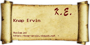 Knap Ervin névjegykártya